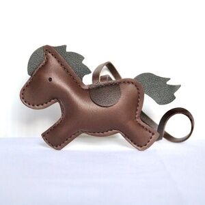 Cute Horse Pony Faux Leather Bag Purse Charm Backpack Accessory Brown Black